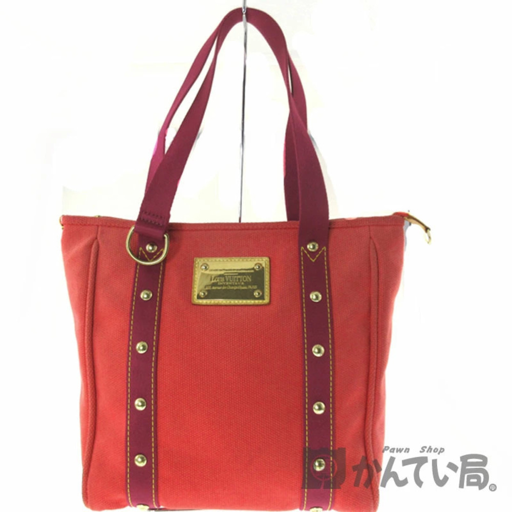 LOUIS VUITTON Cabas Antigua Rose Pink Red Canvas Bag Tote Shoulder